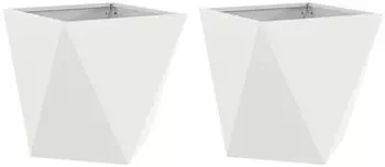 vidaXL Pflanzk&uuml;bel 2er-Set, Stahl, wei&szlig;, 50x50x50cm