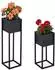 Relaxdays Blumenständer aus Metall, schwarz, 2er-Set (21x21x70cm)