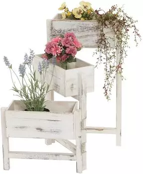 MCW Pflanzregal H275 Holz, Shabby-Look, 108x65x15cm, wei&szlig; (H275)