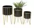 DanDiBo Blumenhocker mit Topf, Metall, gold/schwarz, rund, 3er-Set (96039)