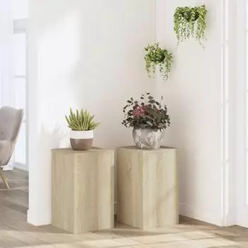 vidaXL Pflanzenständer 2er-Set Sonoma-Eiche 30x30x50cm Holzwerkstoff (852917)