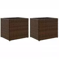 vidaXL Pflanzk&uuml;bel 2 Stk. Braun 36x30x32 cm Poly Rattan