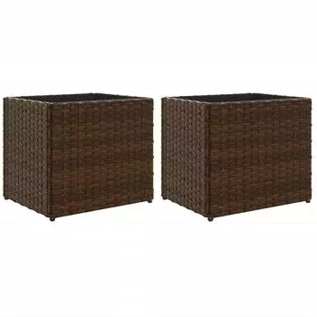 vidaXL Pflanzk&uuml;bel 2 Stk. Poly Rattan braun 36x30x32cm (3210532)