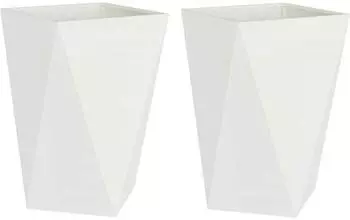 vidaXL Pflanzkübel 2er-Set, Stahl, weiß, 50x50x75cm (883797)