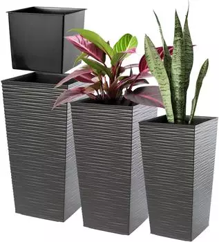 Kadax Blumentopf-Set mit Einlage, 25+30+35cm, graphit