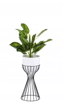 HowHomely Blumenständer Draht Metall schwarz/weiß, 46cm (HH-ML-07-BW)