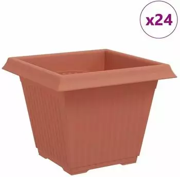 vidaXL Quadratischer Blumentopf ziegelrot 38x38x30cm, 24 Stk. (42020346)