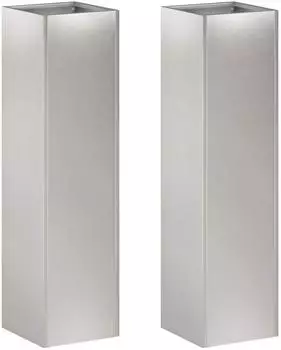 vidaXL Pflanzgef&auml;&szlig; 2er-Set, silber, 20x20x75cm, Edelstahl