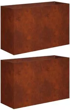 vidaXL Pflanzgef&auml;&szlig; 2er-Set Rostoptik 80x30x40cm Stahl (8005595)