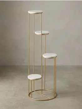 KADIMA DESIGN Blumenst&auml;nder Marmor, gold, rund, 37x37x108cm