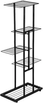 en.casa Beek Pflanzenregal 4 Ablagen, Metall, schwarz (43,5x97,5x22cm)
