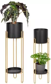 bremermann Blumenhocker 2er-Set, Metall, schwarz/gold