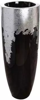 Gilde Übertopf XXL Konus schwarz/silber, Fiberglas, H 100cm (89195)