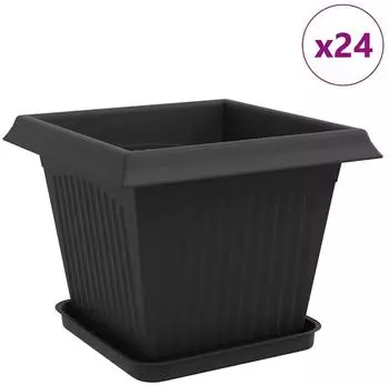 vidaXL Blumentöpfe 24 Stk., schwarz, 33x33x26cm, Kunststoff (3403315)