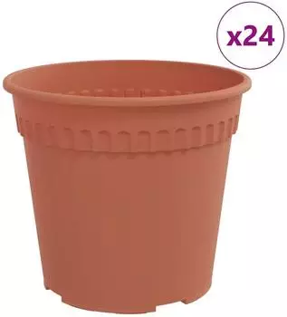 vidaXL Runder Blumentopf 24 Stk. ziegelrot Ø19x16cm Kunststoff (42020273)