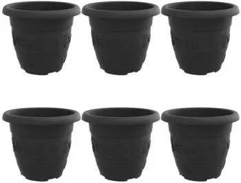 vidaXL Runder Blumentopf 6 Stk., schwarz, Ø 30x25cm, Kunststoff (42020286)