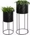 Relaxdays Blumenständer 2er-Set, Metall, 2 Größen, schwarz