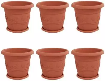 vidaXL Blumentöpfe 6er-Set ziegelrot Ø30x25cm Kunststoff (3403272)