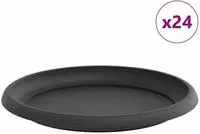 vidaXL Runde Blumenplatte 24 stk. Schwarz &Oslash; 23,5 x 2,5 cm Kunststoff