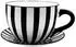 Dekohelden24 Übertopf als Tasse mit Griff, Keramik, schwarz-weiß gestreift, 25x23x14cm (W-10043017)