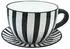 Dekohelden24 Übertopf als Tasse mit Griff, Keramik, schwarz-weiß gestreift, 25x23x14cm (W-10043017)