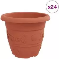 vidaXL Runder Blumentopf 24 stk. Ziegelrot &Oslash; 30 x 25 cm Kunststoff