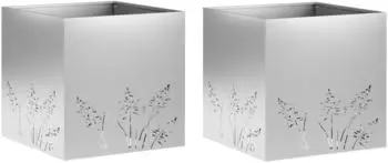 vidaXL Garten-Pflanzgef&auml;&szlig; 2er-Set, Stahl, silber, 50x50x49cm (8005803)