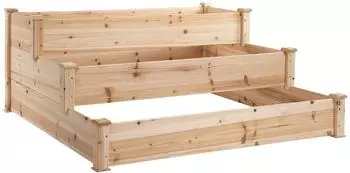 Outsunny Hochbeet 3-stufig, Tannenholz, 124x124x56cm (845-451)
