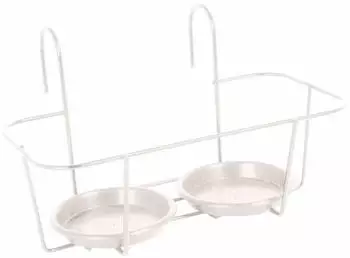 Jardifer Haken-Blumentopfhalter 2 T&ouml;pfe, klein, wei&szlig;, Metall, 34cm (437625)