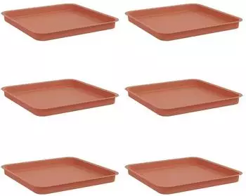 vidaXL Quadratisches Blumentablett 6 St. ziegelrot 36x36x2,5cm (42020360)