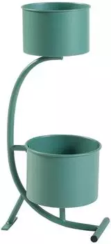 en.casa Almelo Blumenständer mit 2 Pflanzentöpfen, Metall, grün, 63x29x21cm (84315614)