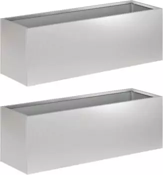 vidaXL Garten-Pflanzgef&auml;&szlig; 2er-Set silber 60x20x20cm Stahl (8005159)