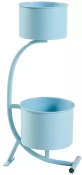 en.casa Almelo Blumenständer Halbmondform mit 2 Pflanztöpfen, Metall, hellblau, 63x29x21cm (84315612)