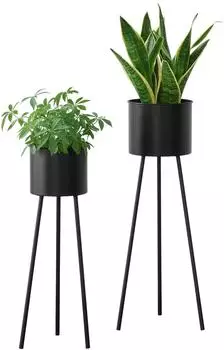 en.casa Dalhem Blumenst&auml;nder 2er-Set, Metall, schwarz