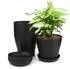 LuxusKollektion Blumentöpfe 8er-Set 14cm mit Untersetzer, Kunststoff, schwarz