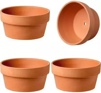 LuxusKollektion Terrakotta-Blument&ouml;pfe 14x7cm mit Abflussloch, 4er-Set
