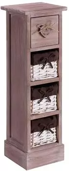 Caro M&ouml;bel Flower Beistellschrank 1 Schublade & 3 K&ouml;rbe, Paulownia, braun