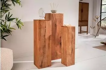 Invicta MAKASSAR Dekos&auml;ulen 3er-Set, Mangoholz, 80cm (40181)