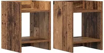 vidaXL Pflanzenst&auml;nder 2-stufig, Holzwerkstoff, Altholz-Optik, 30x30x40cm (2 Stk.)
