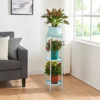 en.casa Altena Blumenst&auml;nder 3 Ebenen Metall hellblau 94,5x27x27cm (84315637)