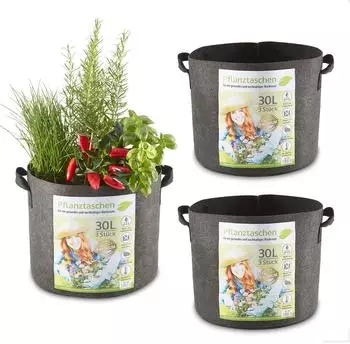 Zooprinz Pflanztaschen aus Vlies 30L/60L mit Tragegriffen