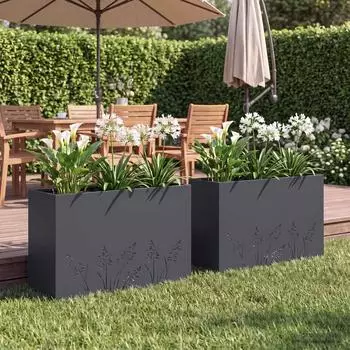 vidaXL Garten-Pflanzgef&auml;&szlig; anthrazit 80x30x49cm, 2er-Set