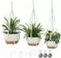 LuxusKollektion Makramee Blumenampeln 3er-Set mit Selbstbewässerung, weiß, 28/23/20cm