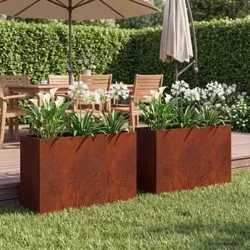 vidaXL Garten-Pflanzgef&auml;&szlig; 2er-Set Rostoptik 80x30x49cm (8005847)