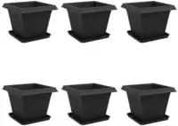 vidaXL Blument&ouml;pfe 6 stk. Schwarz Kunststoff