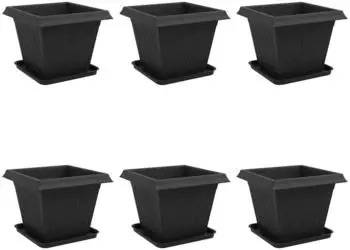 vidaXL Blument&ouml;pfe 6 Stk., schwarz, Kunststoff, 38x38x30cm (3403302)