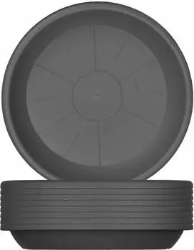 BigDean Blumentopf-Untersetzer rund &Oslash;39cm, Kunststoff, anthrazit, 9er-Pack (761436)