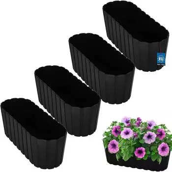 OEM Rechteckiger Blumenkasten für Balkon, anthrazit, 40cm, 4er-Set (kotarbau_5904994124245)