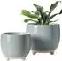 LuxusKollektion Blumentopf-Set 2er Keramik mit Füßen, blau-grau, 12+16cm