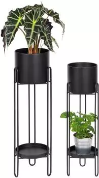 bremermann Blumenhocker 2er-Set, Metall, schwarz, 20,7x74,7x20,7cm
